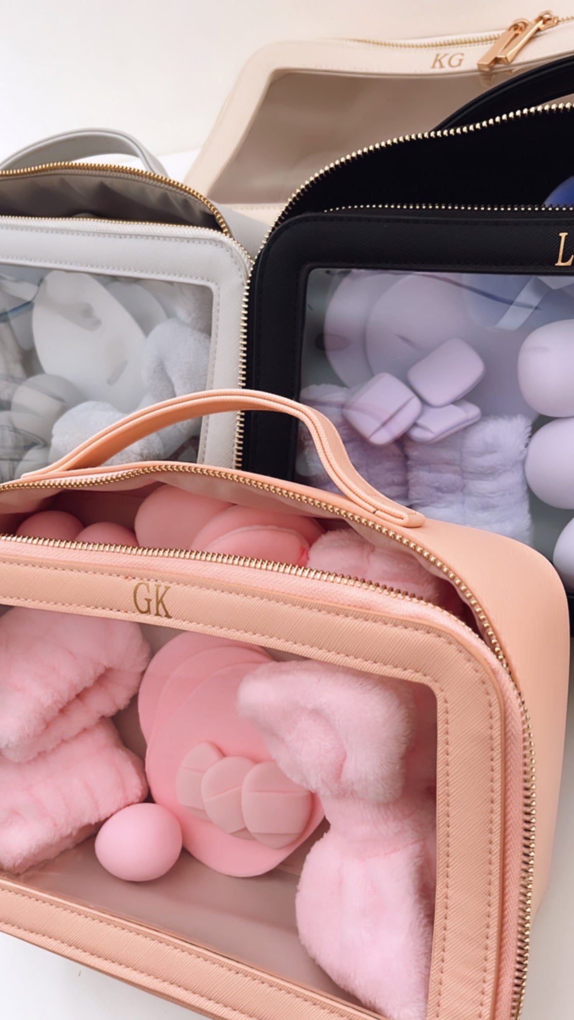 Personalised Clear Cosmetic Bag with Beauty Blenders/Headband Set