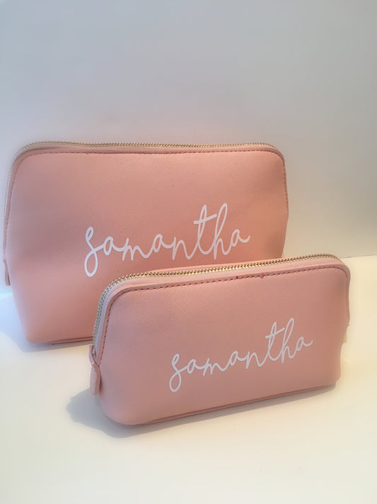 Personalised White Script Name Boutique Accessory/Makeup Bags