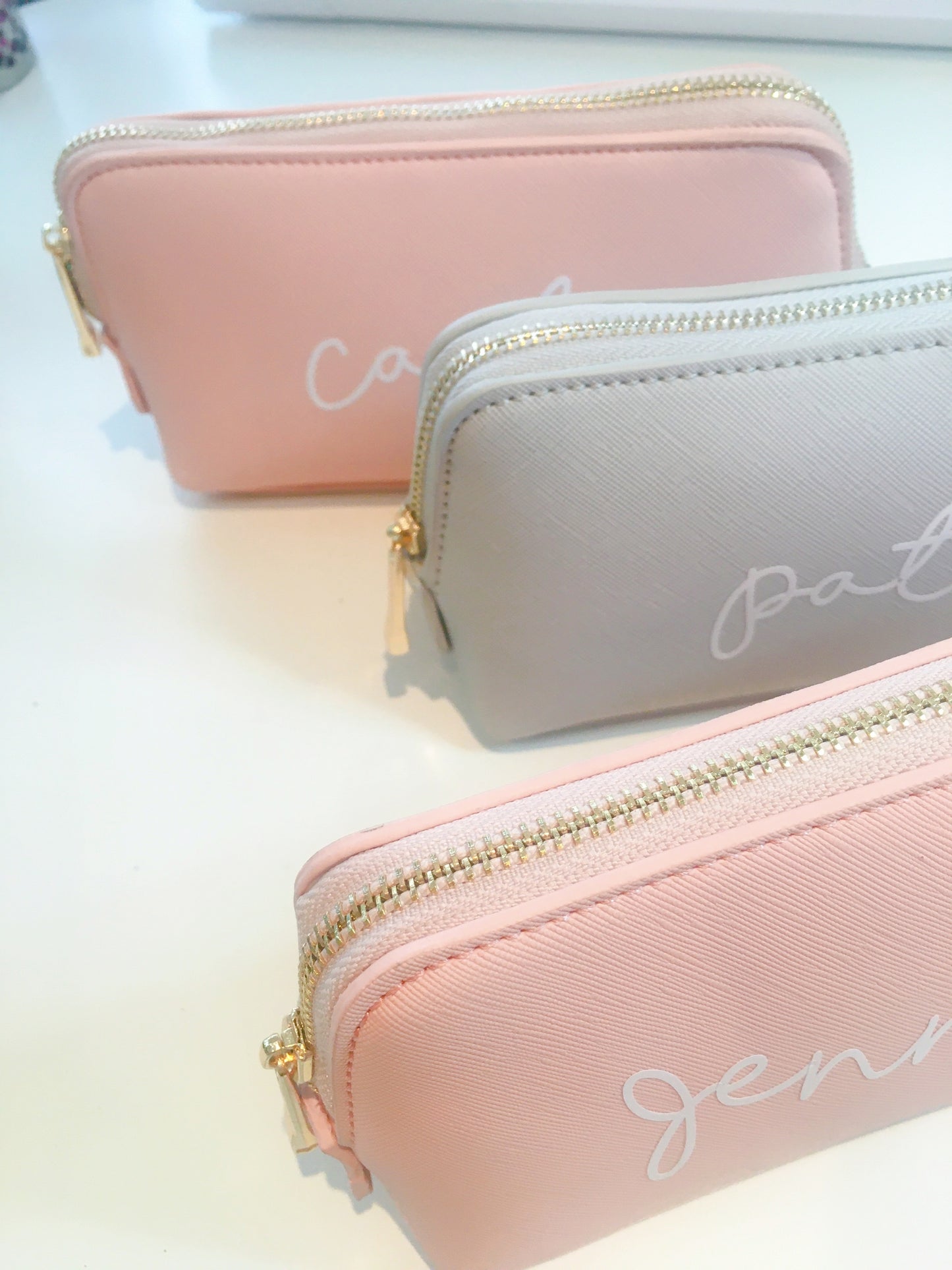 Personalised White Script Name Boutique Accessory/Makeup Bags